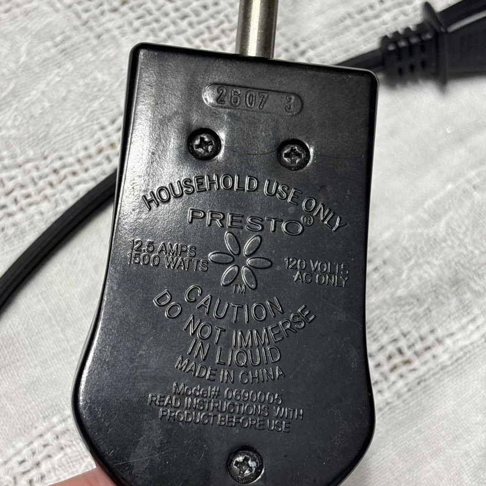 Presto 26073 Model 0690005 Elec Griddle Skillet Power Cord Temp Control Probe